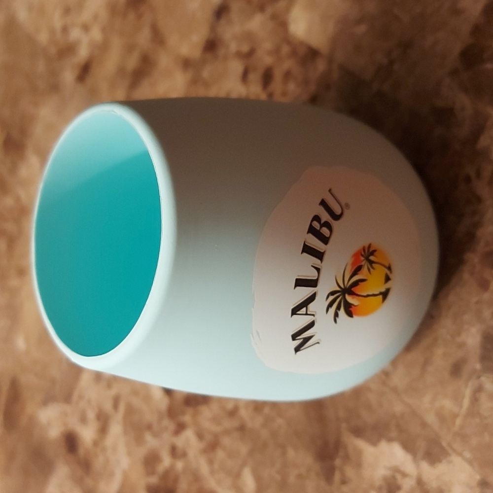 Malibu Rum Branded Silicone Drink Cup Outdoor Beach Unbreakable, New
